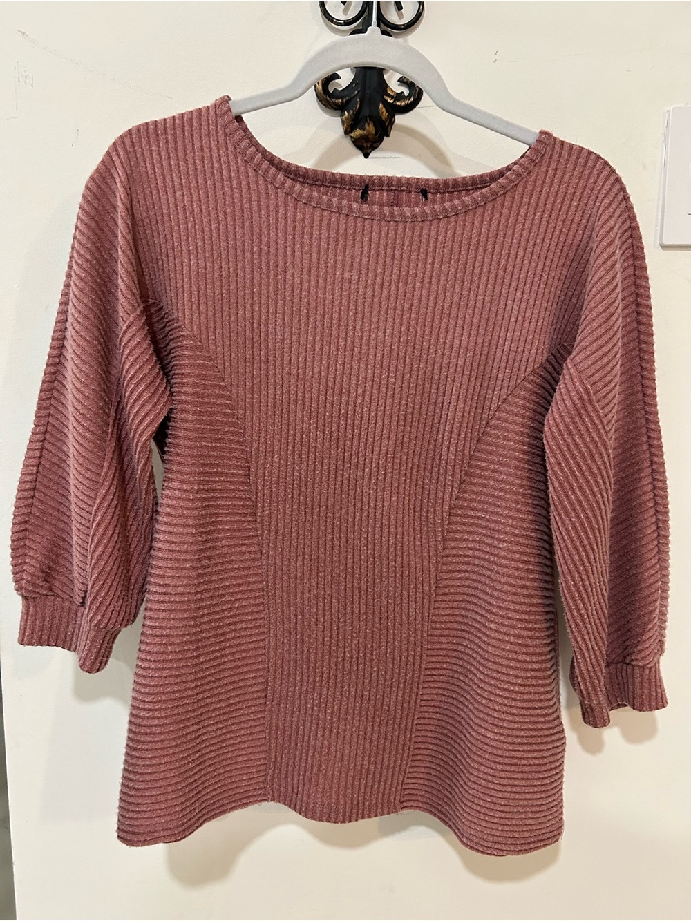 Women's Ribbed Knit Pullover Sweater - Dusty Rose M